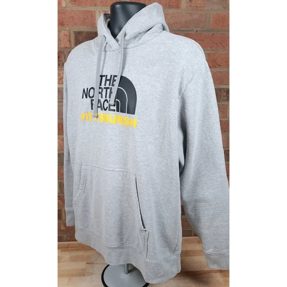 The North Face Pittsburgh‎ Hoodie Sweatshirt Size XL Gray Fleece Lined Pullover